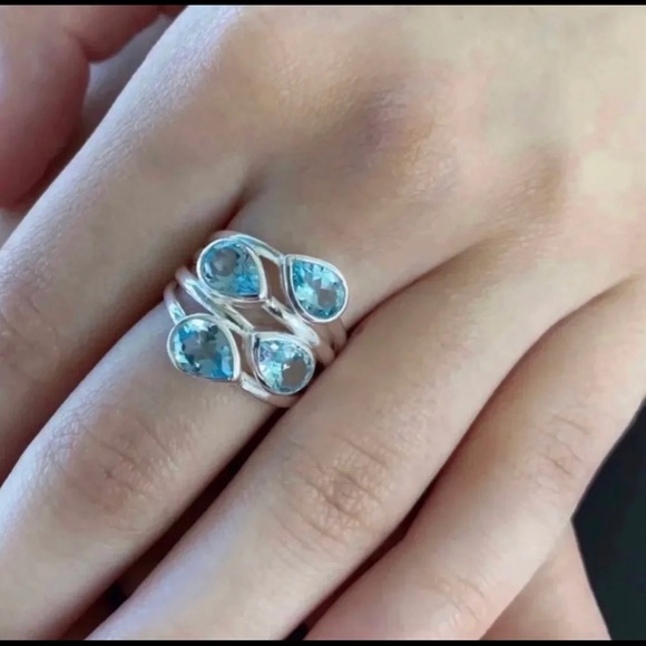 Genuine Blue Topaz .925 Sterling Silver Ring - Picture 16 of 16